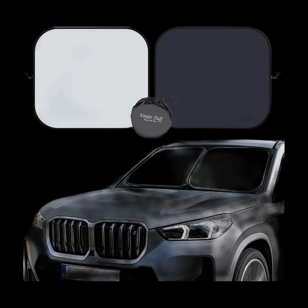 Kinder Fluff Windshield Sunshade — patented 2-piece foldable