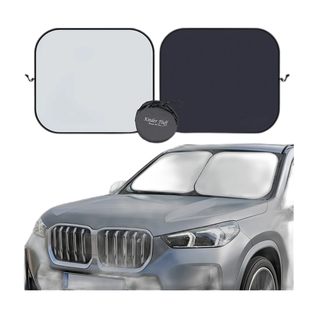 Kinder Fluff Windshield Sunshade — patented 2-piece foldable